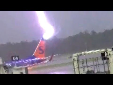 Airport worker blown off feet by lightning