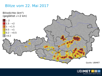 Ubimet Blitzdichte - Blitze 23.05.2017