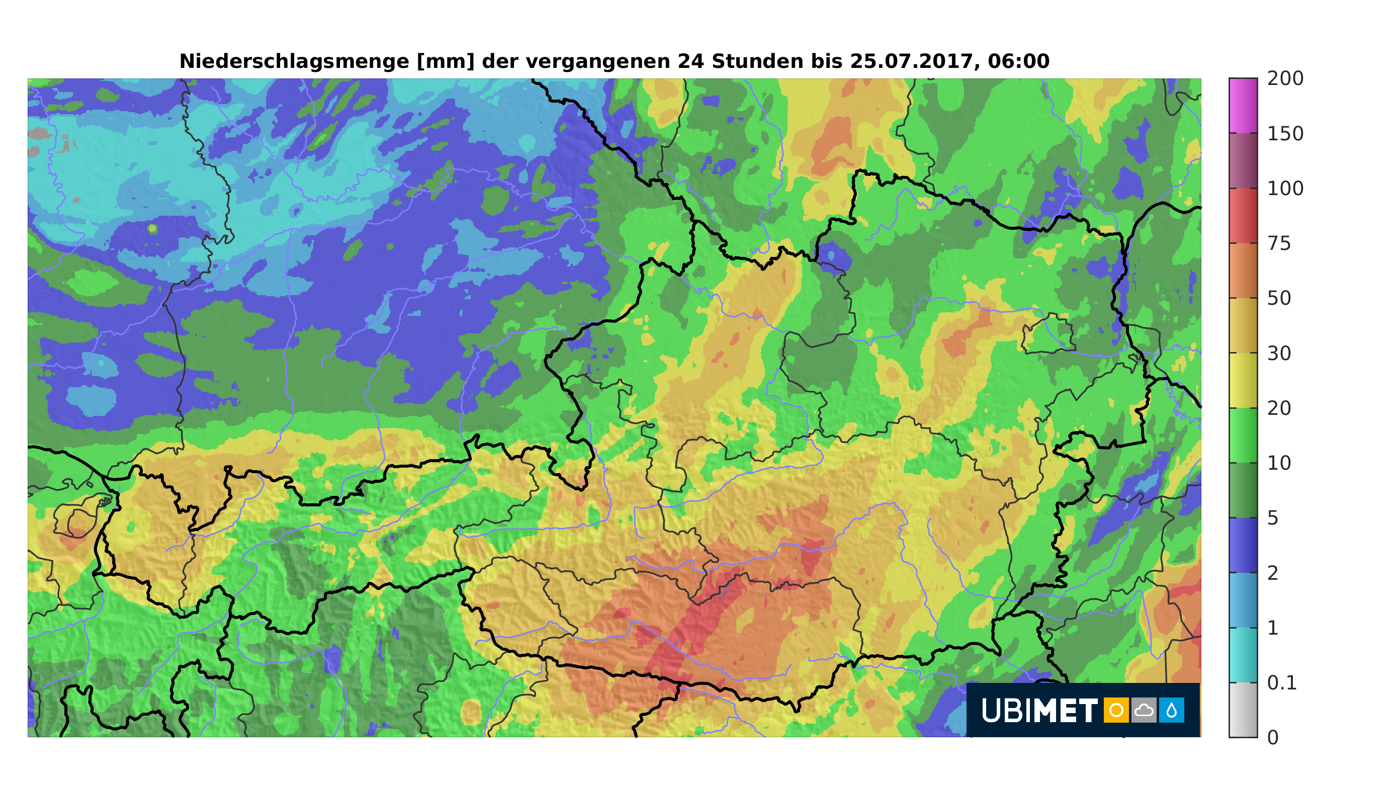Enorme Regenmengen im Süden - UBIMET