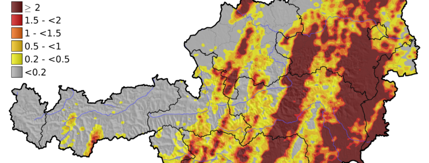 UBIMET Blitzradar Blitzdichte Blitze vom 10. August 2017