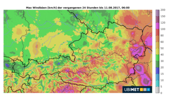 Ubimet Wetter Windradar Windspitzen Windböen