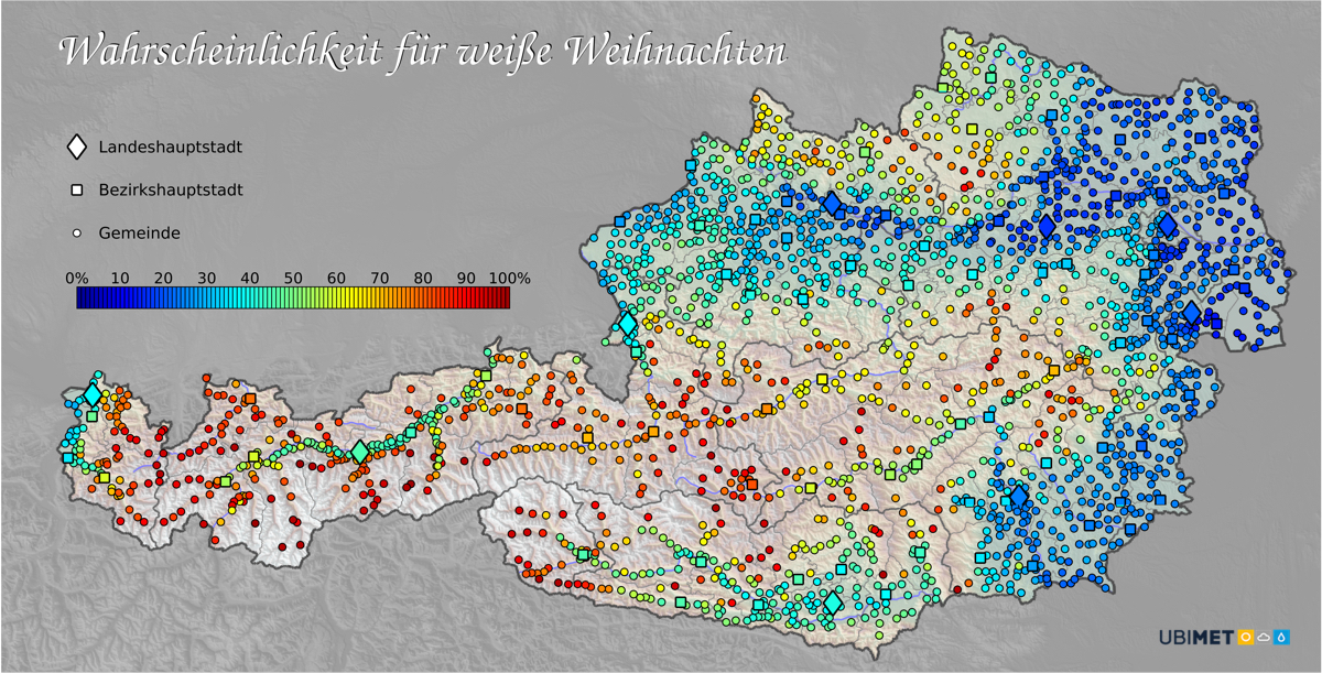 Wahrscheinlichkeit Weiße Weihnachten 2017 Österreich