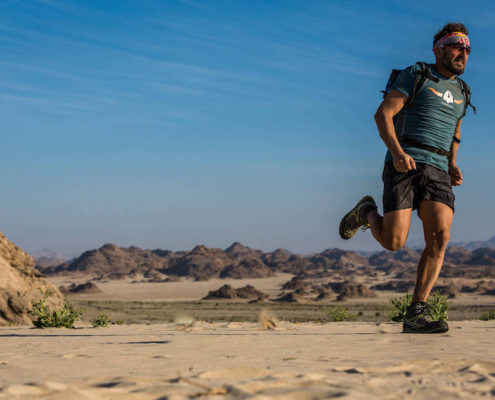 Christian Schiester performs during the Sail and Run projekt in the eastern desert, Egypt on February 1st, 2017