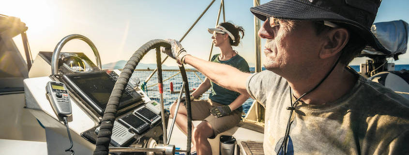 Daniela Bärnthaler and Christian Schiester runnung and sailing at the Ionian Sea in Greece on July 2016