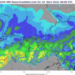 48-stündige Neuschneemenge bis Montag, 19. März 2018, 00 UTC