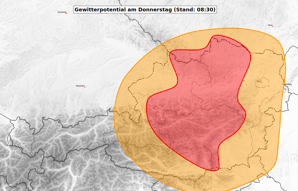 Gewitterpotential am Donnerstag Stand 0830