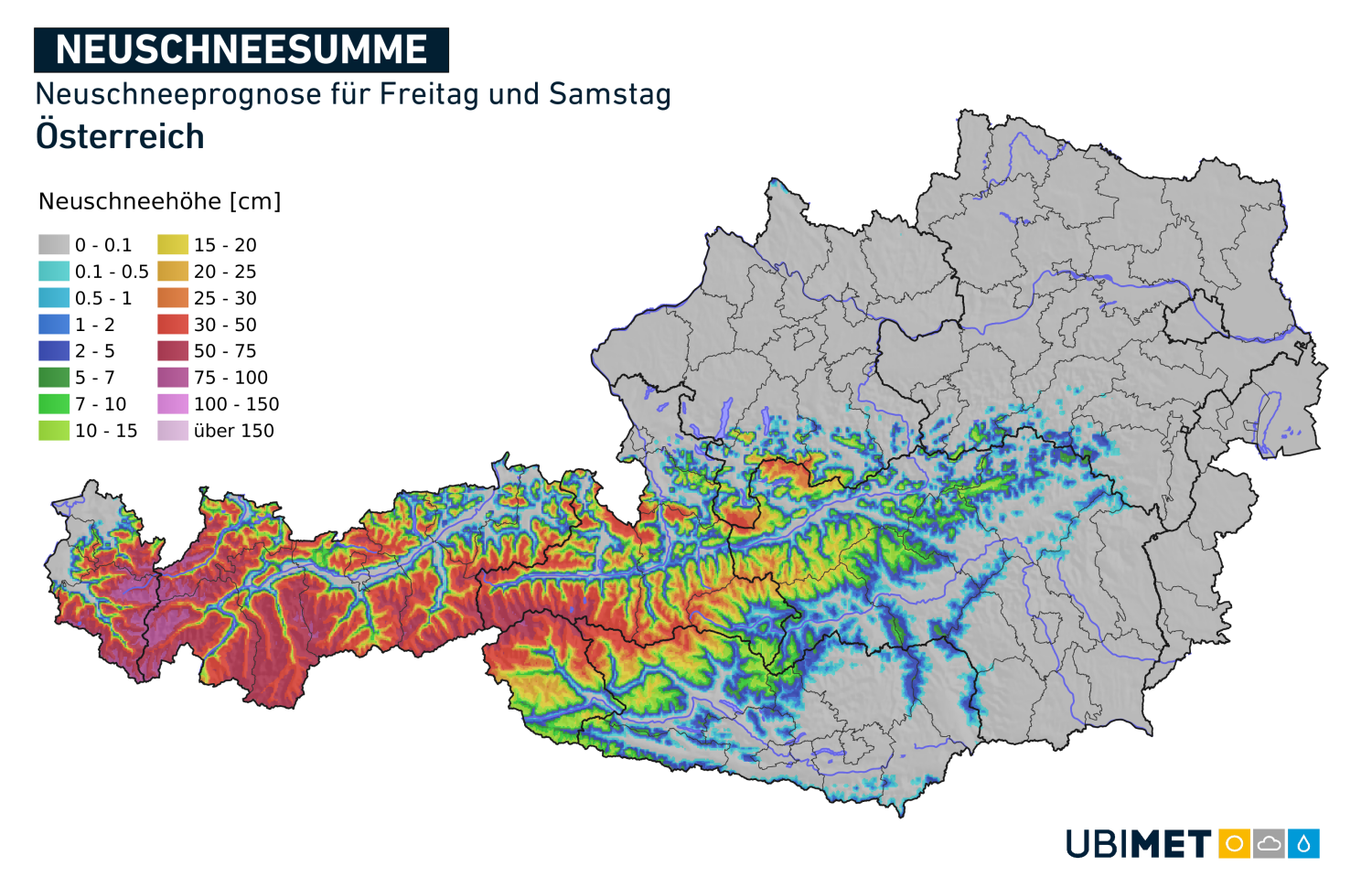 Kaltlufteinbruch bringt in den Nordalpen Schnee bis 1000 m